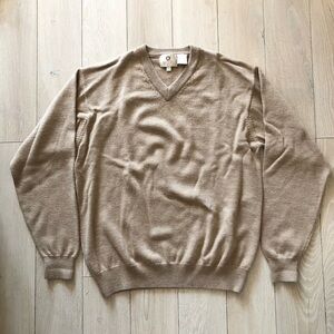 Vintage Viyella Merino Wool V Neck Sweater in Beige Men’s Size M